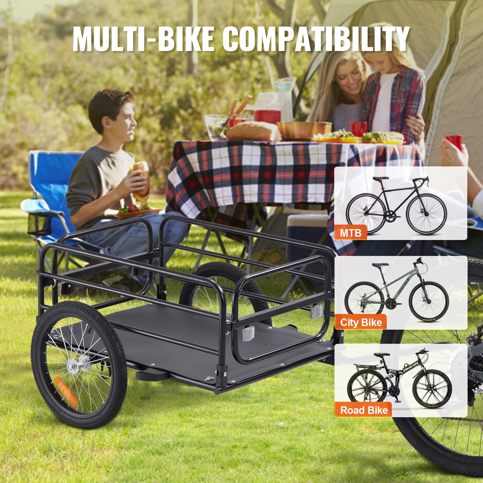 Heavy Duty Bike Cargo Trailer For Bicycle Foldable Wagon Cart_voghion.com